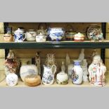 Two shelves of oriental china,