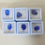 A collection of six unmounted natural sapphire gemstones,