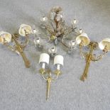 A gilt metal eight branch chandelier, 70cm diameter,