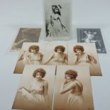A collection of eight early 20th century French erotic postcards,