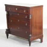 A 19th century mahogany chest of drawers, containing four long drawers,