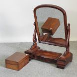 A Victorian mahogany swing frame toiletry mirror, 69cm,