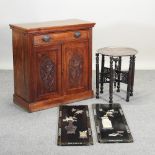 An Edwardian walnut cabinet, with an oak top, 83cm,