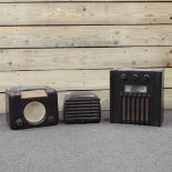 A vintage bakelite radio, together with two others,