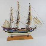 A scratch built model ship, the HMS Bounty,