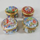 A collection of four Halcyon days miniature porcelain Christmas boxes