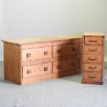 An antique pine chest of long drawers, 204cm,