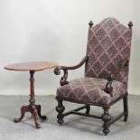 A 19th century mahogany and upholstered open arm chair,