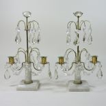 A pair of early 20th century Scandinavian marble and glass lustres,