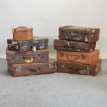 A collection of vintage leather cases,