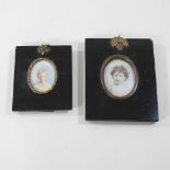 English school, early 20th century, a miniature portrait of a young boy, oil on ivory, 3 x 3cm,