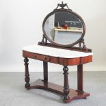 A Victorian mahogany marble top washstand, 123cm,