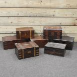 A collection of 19th century and later mahogany and wooden boxes,