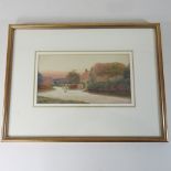 George Oysten, 1861-1937, landscape, signed watercolour, 14 x 25cm, together with English school,