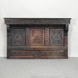 A 19th century carved oak over mantel panel,