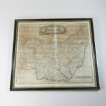 A Robert Morden hand coloured map of Suffolk,