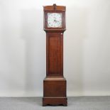 A George III oak cased longcase clock, the painted dial, signed Frances,