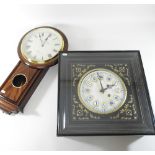 A 19th century French glazed dial clock, with brass inlay and an alabaster dial, 47cm diameter,