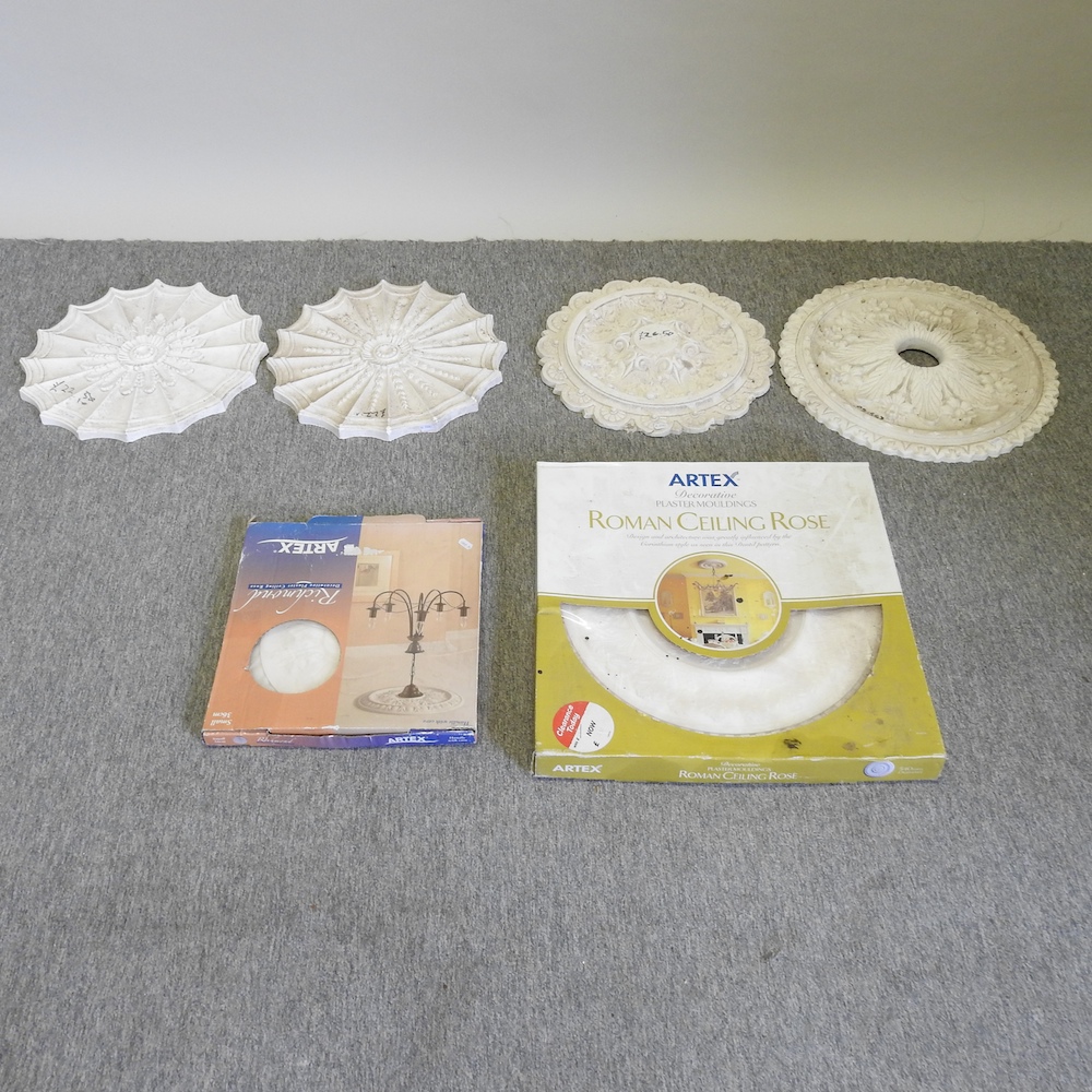 A collection of plaster ceiling roses