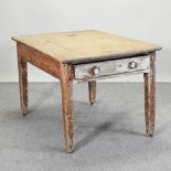 An antique pine kitchen table,