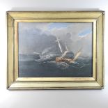 English School, 19th century, ships at sea, watercolour,