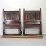 A pair of 20th century oak single bed ends,