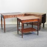 A Victorian oak writing table, 97cm,