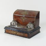 A Victorian walnut and metal mounted desk stand,