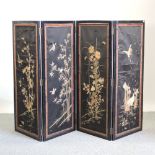 An early 20th century embroidered folding dressing screen,