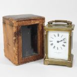 An early 20th century brass cased carriage clock, by Mappin & Webb, 13cm high,