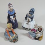 A Dresden figural inkwell, together with a Royal Copenhagen figure,