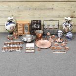 A collection of metal wares,