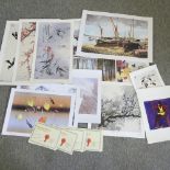 A collection of limited edition unframed prints, mostly signed, with certificates,
