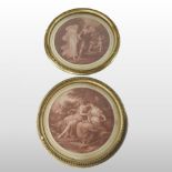 English School, 19th century, classical scenes, a pair of engravings, 27cm diameter,