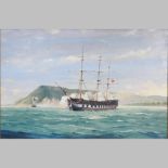 Derrick Smoothy, HMS Southampton covering the landing at Port Natal, 26th June 1842, signed,