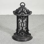 A Victorian style black painted cast iron stick stand,