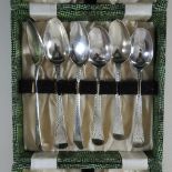 A set of six George III bright cut silver teaspoons, by Stephen Adams, London, 1787-1799,