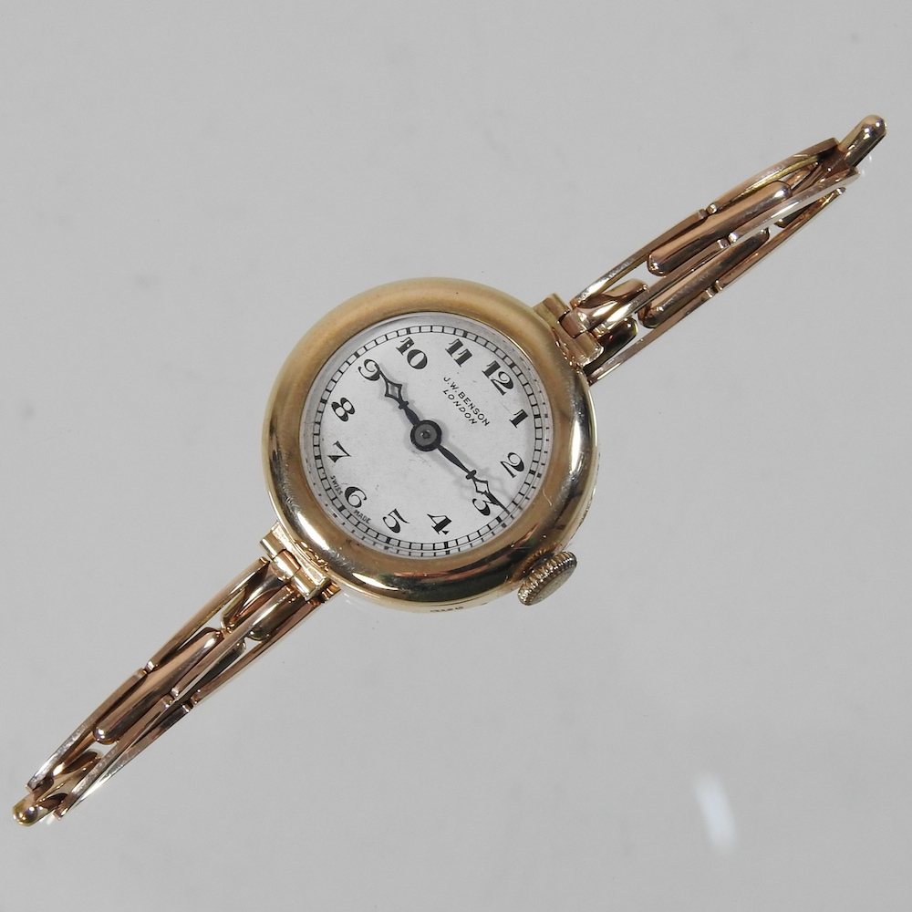 An early 20th century Benson 9 carat gold ladies wristwatch,