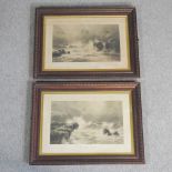 A pair of 1920's prints, in oak frames,