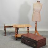 A mid 20th century tailor's dummy, on a tripod base,