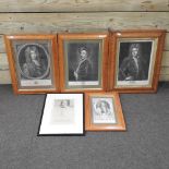 A collection of various prints of gentlemen, largest 36 x 27cm,