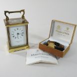 A Mappin and Webb carriage clock, 11cm high, together with a Mappin and Webb wristwatch,