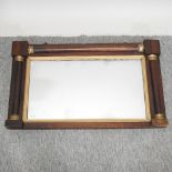 A 19th century French Empire style mahogany over mantel mirror,