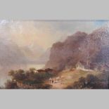 Swiss School, 19th century, Lac Des 4 Cantons, oil on board, inscribed to the reverse, oil on board,