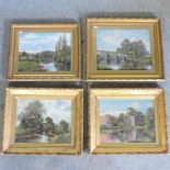 English School, 19th century, country landscape, together with three others by the same hand,