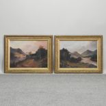 English School, 19th century, country landscape, oil on board, together with the companion, a pair,