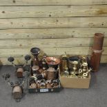 A collection of mainly 19th century copper and brass items