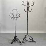 An iron hat stand, 172cm high,