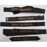 Small Selection of WW1 and Earlier Naval Cap Tallies