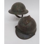 WW2 British and French Helmets